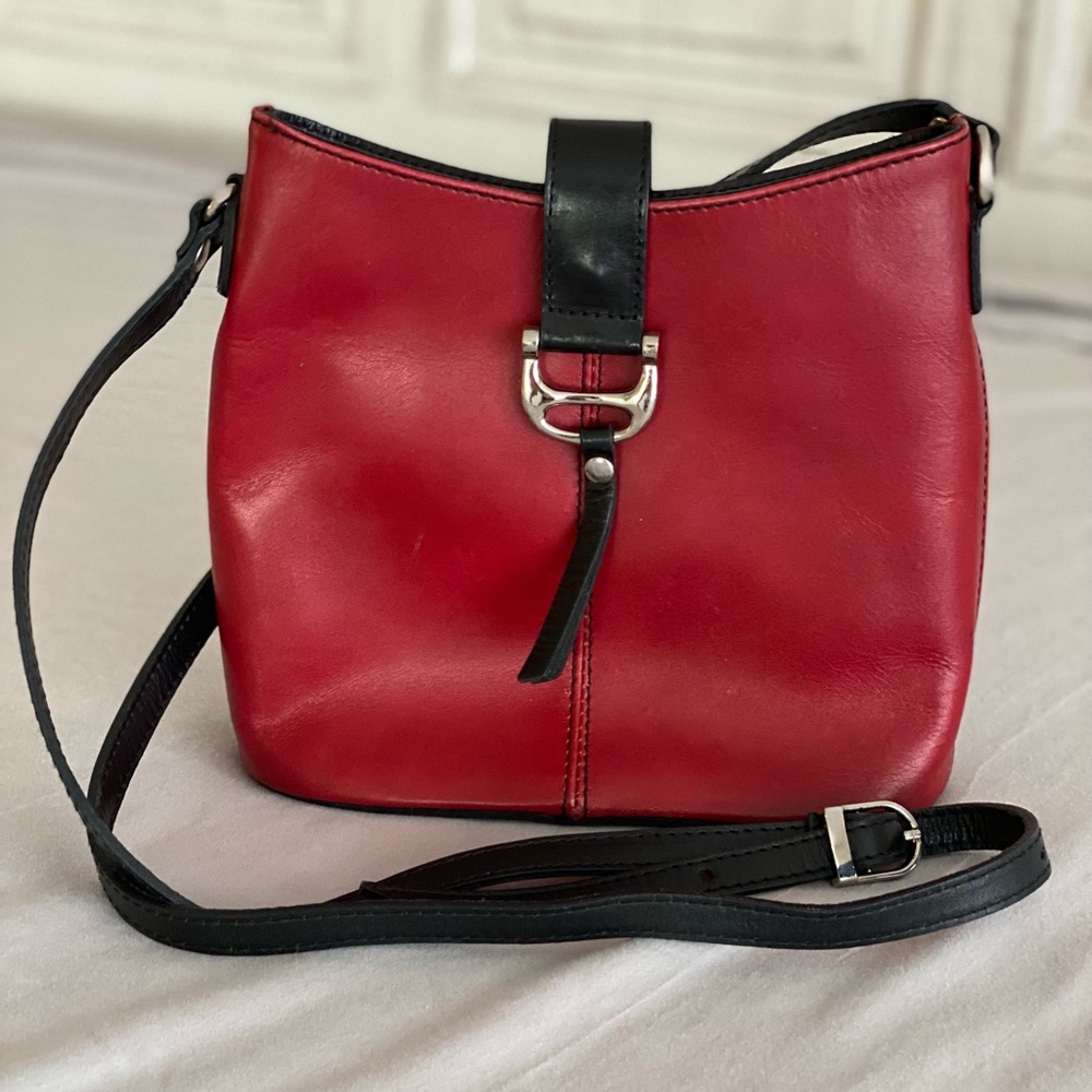 Red Italian Leather Shoulder Bag